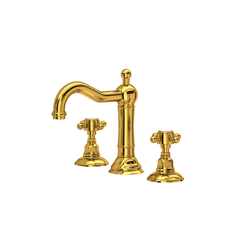 Acqui Widespread Bathroom Faucet, Unlacquered Brass, Cross