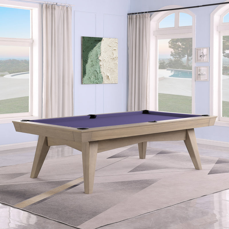 Table de billard en ardoise avec plateau de salle à manger ModArt, Gris délavé, Mauve résistant à l'eau, 7 pi