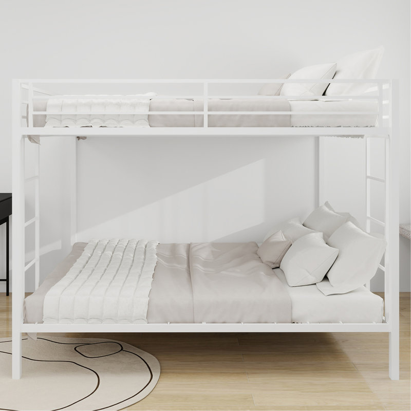 Lit superposé en fer carré multifonctionnel, structure en métal robuste résistant à l'usure, idéal pour optimiser l'espace vertical dans n'importe quelle pièce - Grand lit - 153 cm x 203 cm - Blanc