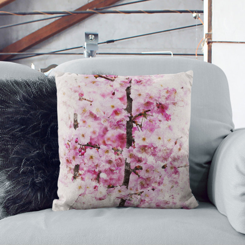 Pink Cherry Blossom Flowers Vol.2 Scatter Cushion, 40cm H x 40cm W x 15cm D