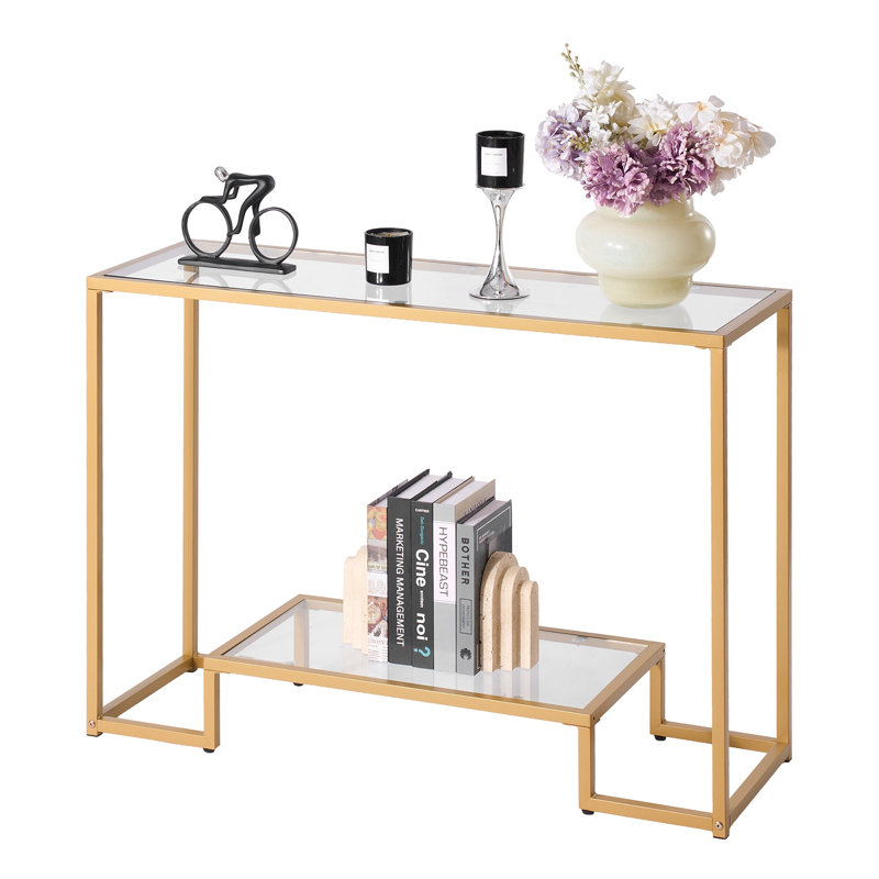 Console Modern Modern avec plateau en verre - Canapé d'entrée à 2 niveaux pour salon, couloir et vestibule
