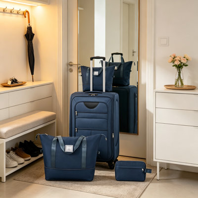 Softside Luggage Expandable 3 Piece Set Suitcase with Duffel Bag Upright Spinner Softshell Lightweight Luggage Travel Set