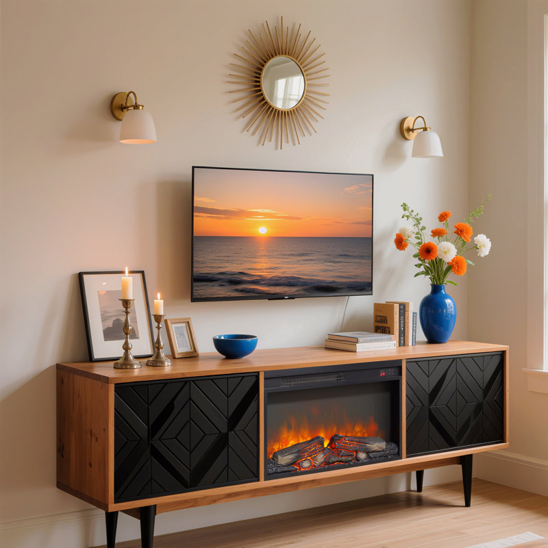 Electric Fireplace Insert, Thin Heater With Log Set & Realistic Flame, Remote Control With Timer, Overheating Protection