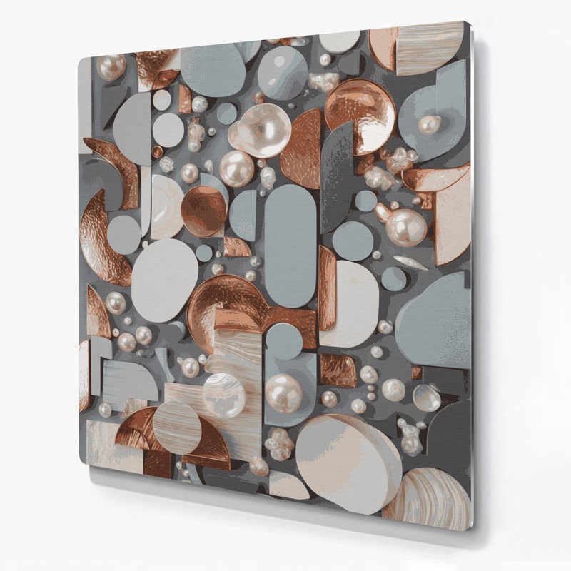 Abstract Shapes 45 Grey Metal Wall Art, 12" H x 12" W