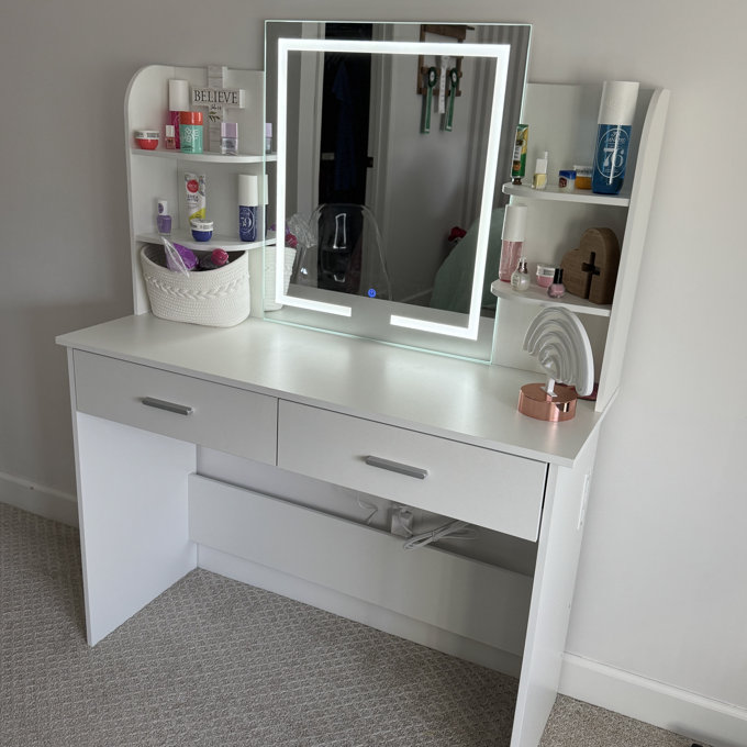 sachin and babi light blue dress IDEAGLE 32 in. W x 72 in. H Oversized Rectangle Full Length Mirror with Lights  Vanity Mirror with 3 Color Modes Floor Mirror XS-W708125598