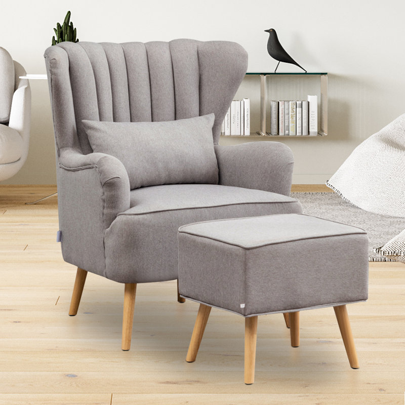 Grey Pink Sofa with cushion footstool, Grey Linen