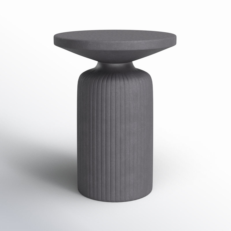 Reyna Black Aluminum Round Pedestal End Table