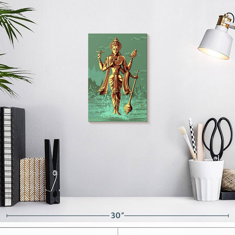 Adella, dieu indou Vishnu, H 12 po x l 8 po