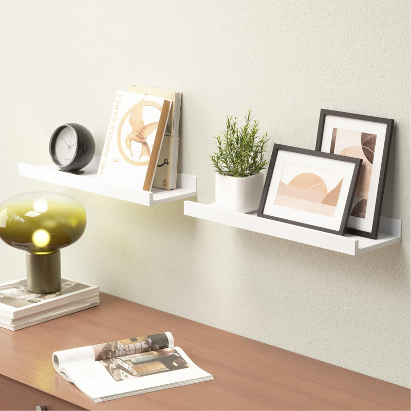 Floating Shelves Wall Mounted Set Of 2, Modern White Shelves For Room