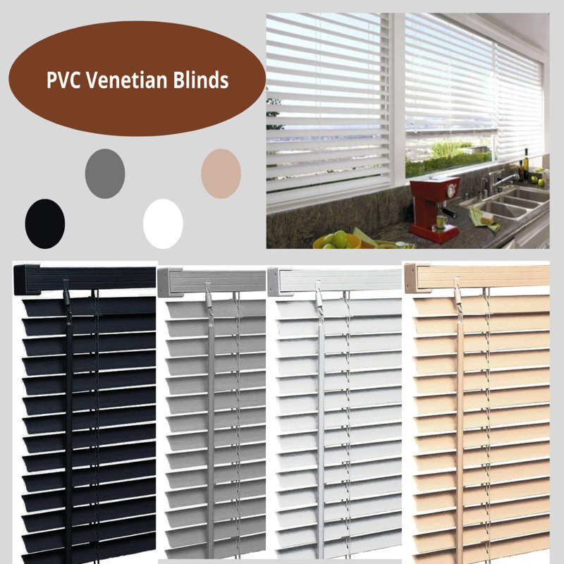 PVC & Aluminum Venetian Blinds, Easy Fit Window Blinds with Light Control & Privacy, 150 cm L x 135 cm W, White