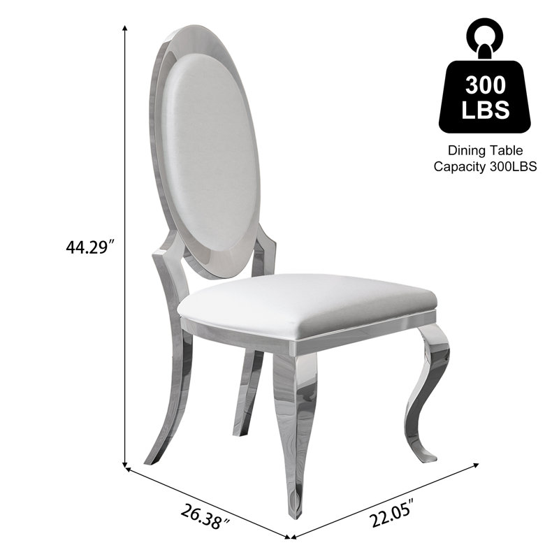 Chaise de salle à manger Modern, 4, Blanc, Argent argent