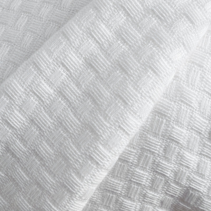 Lina Waffle Geo Blanket Throw Geometric Waffle Blanket, White