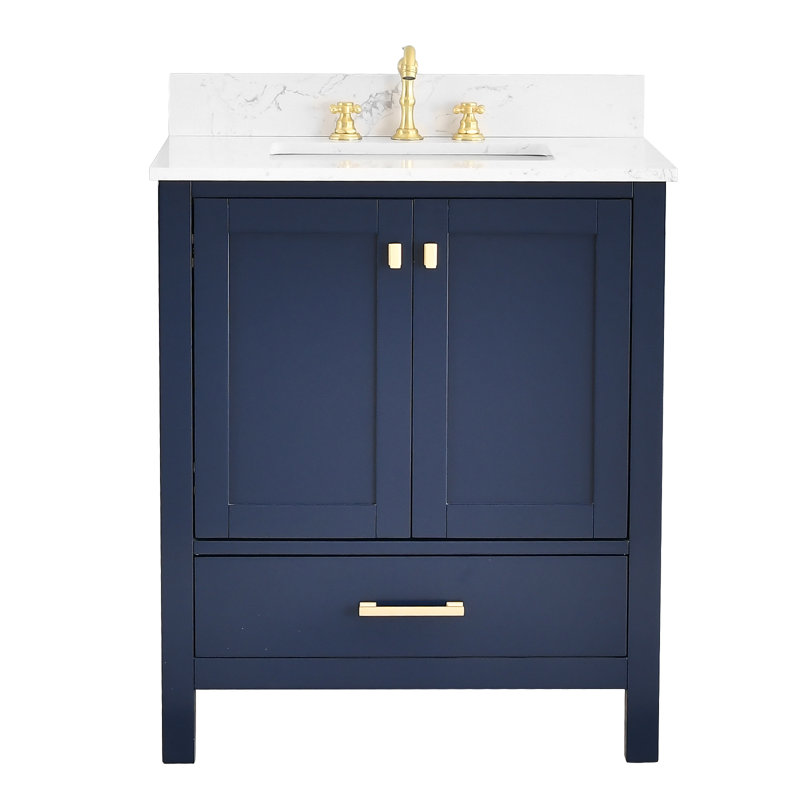 30-inch Bathroom Vanity With Engineered Stone Top, Blue