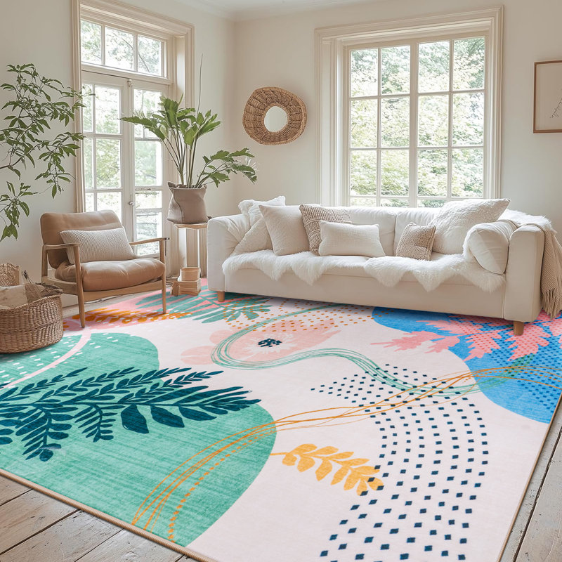 Straub Large Living Room Area Rug Soft Boho Moroccan Farmhouse Rugs For Bedroom Under Dining Table, Rectangle 2' x 3'