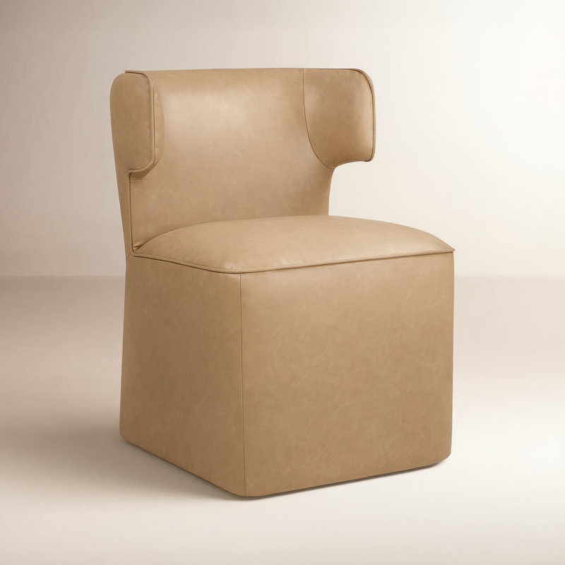 Chaise de salle à manger en cuir avec roulettes Sardinia, Copley Brown Performance