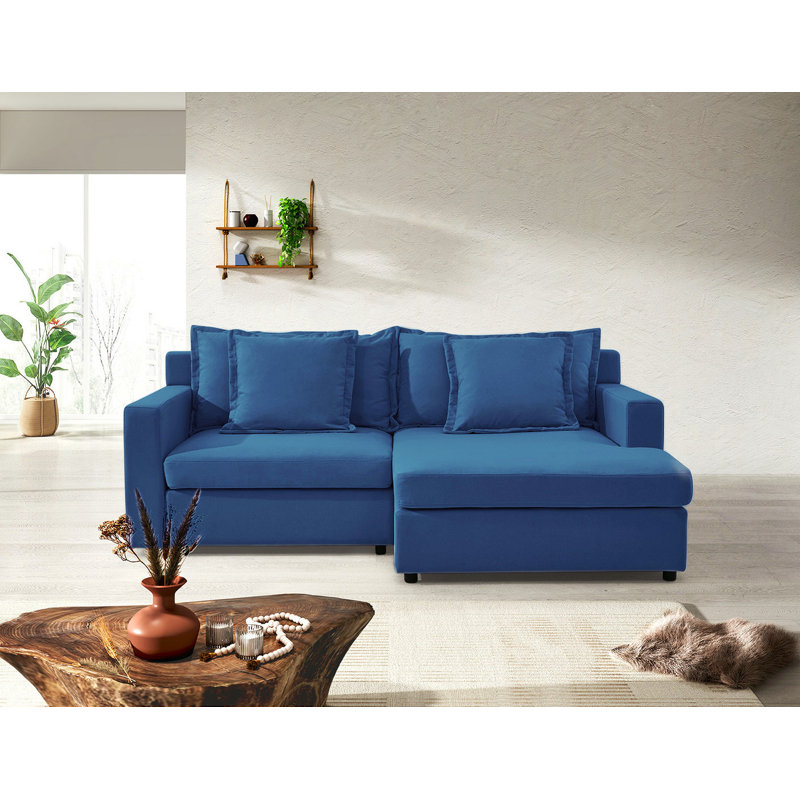 Canapé modulaire en L 84,6 po, Lin bleu foncé