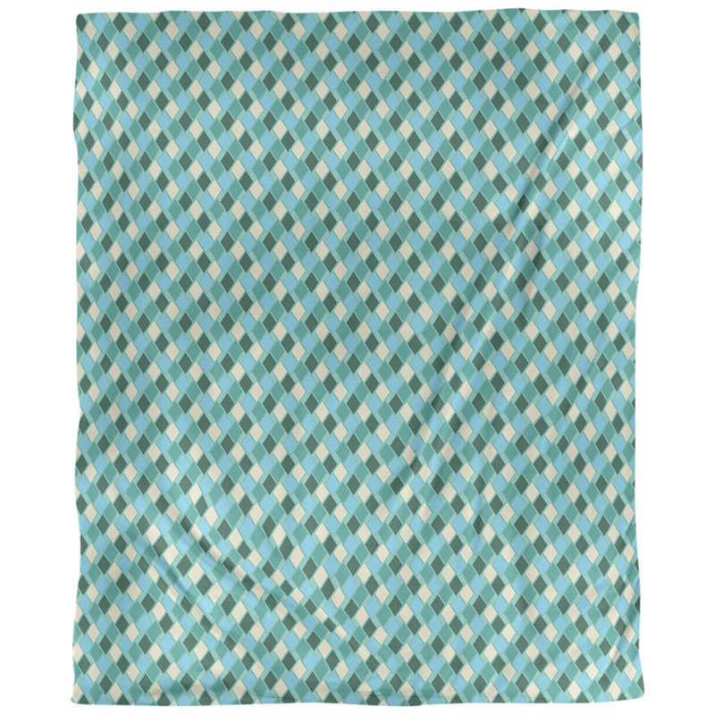 Tissu diamants, Vert / Sarcelle, L 56 po x l 36 po, Coton peigné de base