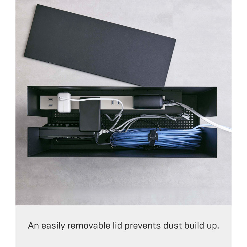 Black Steel Rolling Cable Management Box with Wheels
