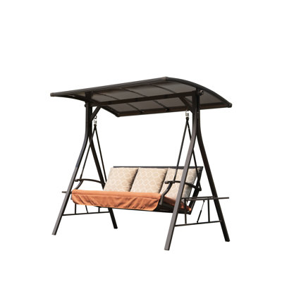 Balancelle de patio pour 3 avec coussins décoratifs et structure stable - Extérieur, jardin, balcon, jardin extérieur