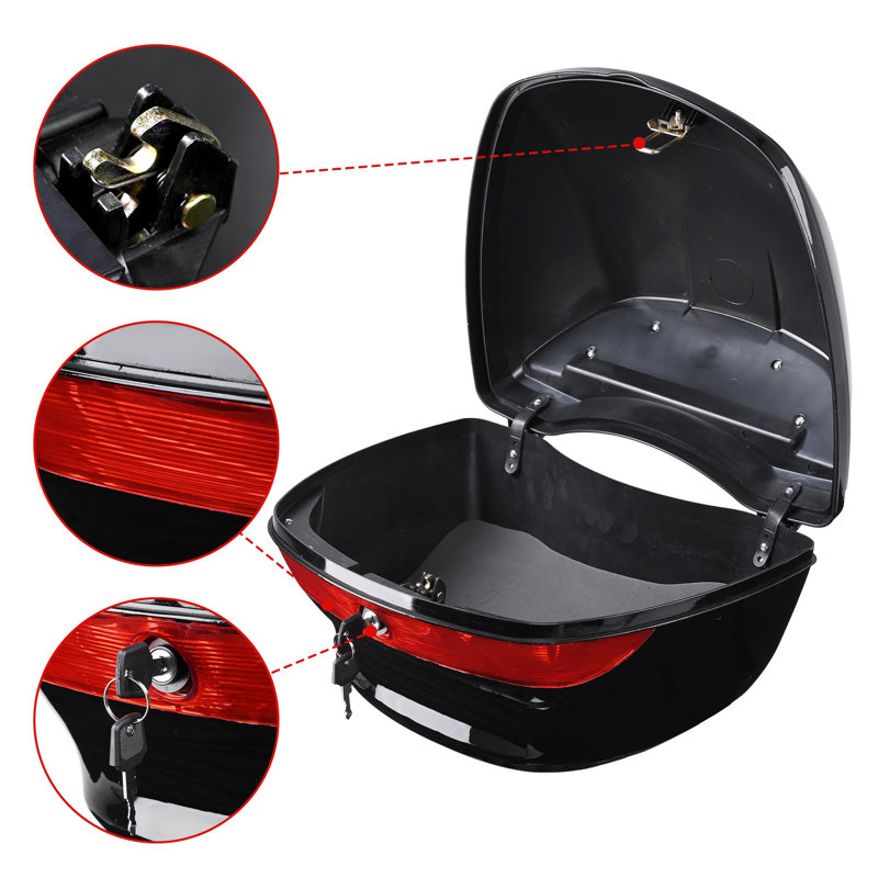  33L Universal Motorcycle Tour Tail Box Scooter Trunk Storage w/ Lock Case