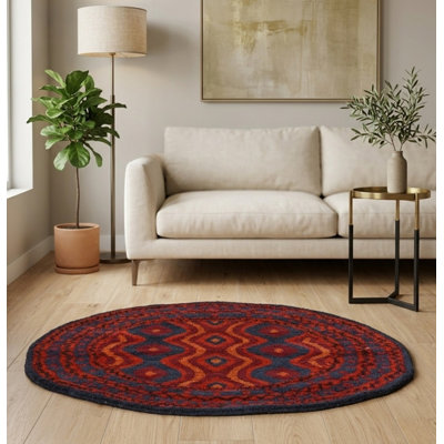 Multicolor Silk & Wool Handmade Oriental Hand Knotted Round Indoor Area Rug
