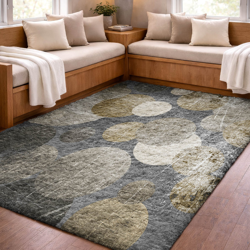 Premium Machine Washable Dream Shag ADS556 Geometric Rug, 5' x 7'6", Brown