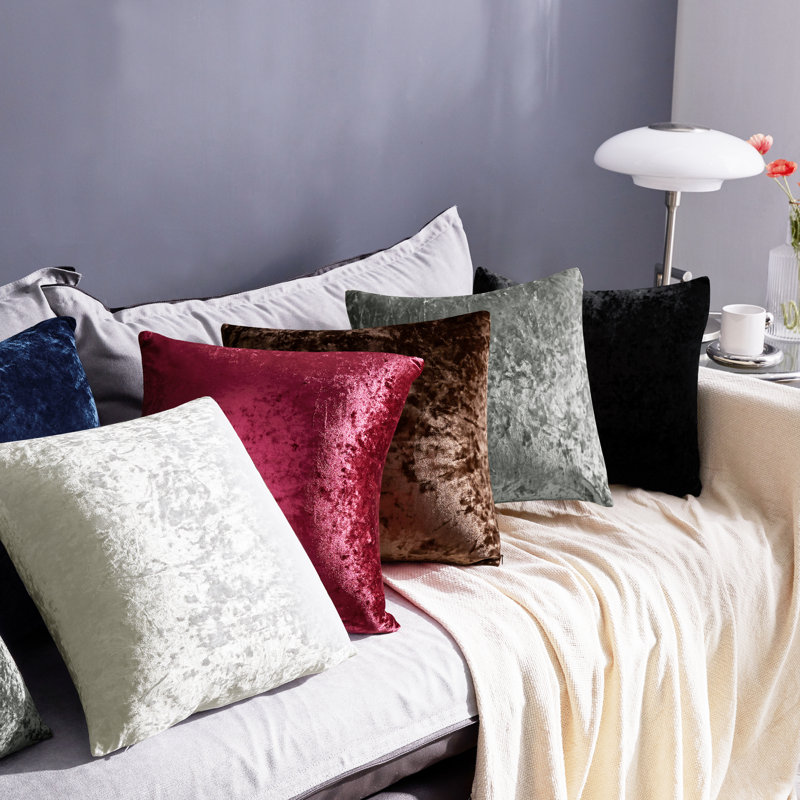 Gray Velvet Reversible 26" x 26" Pillow Covers