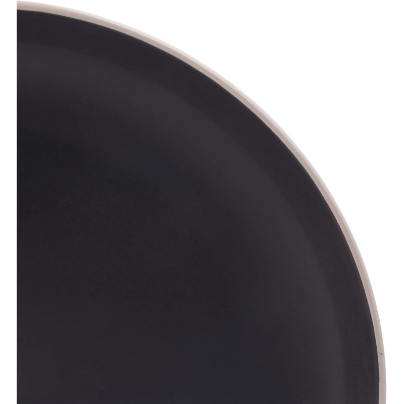 Ensemble 12 pièces de vaisselle en grès, assiettes et bols à finition matte, couleurs modernes, Noir