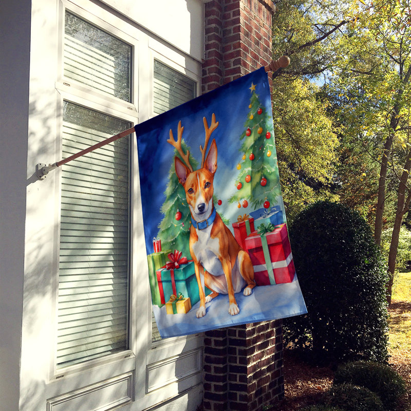 Drapeau de Noël maison de renne, Basenji