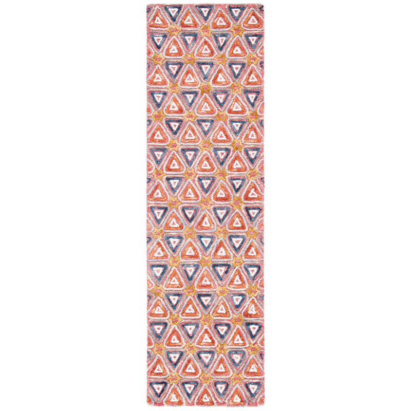 Tapis rouge / bleu marine Rubalcava, Tapis de couloir 2 pi 3 po x 8 pi