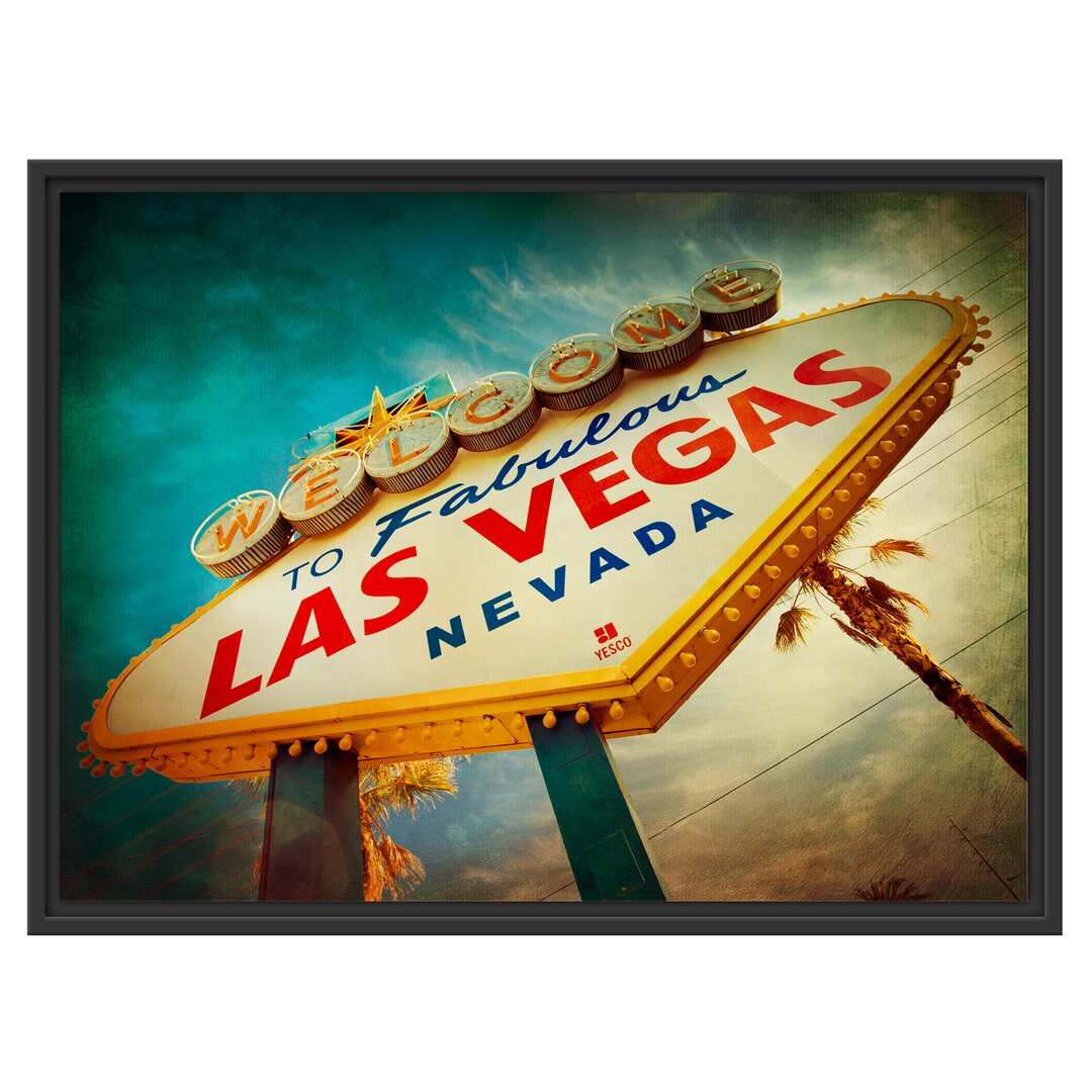 Gerahmtes Wandbild Las Vegas Retro Look