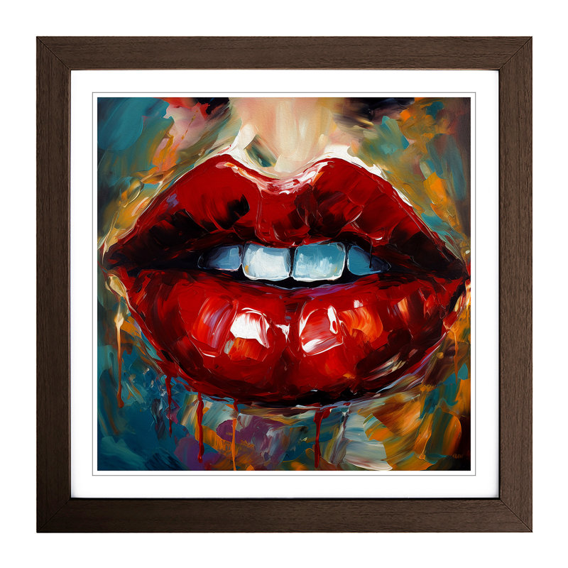 Lips Expressionism - Framed Print, Walnut