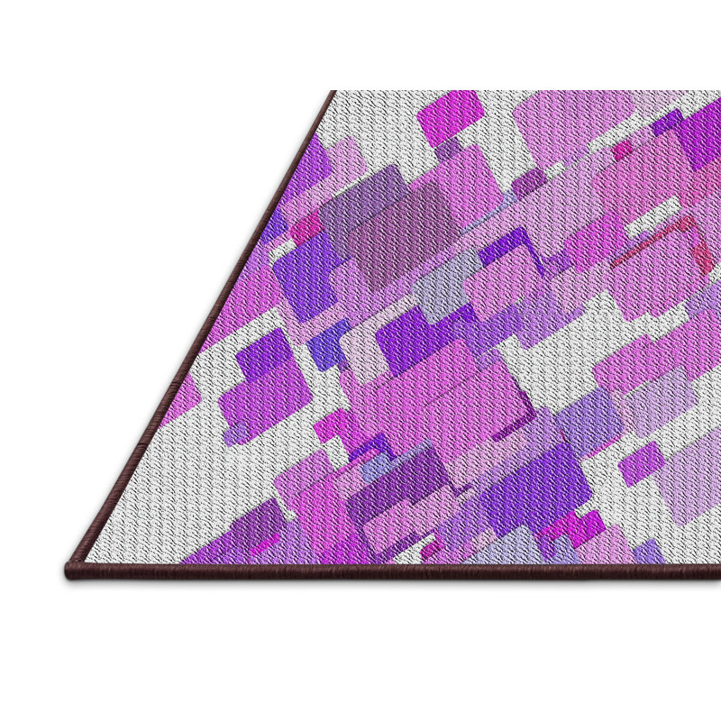 Motif géométrique rose Tapis décoratif, Rectangle 7 pi x 9 pi