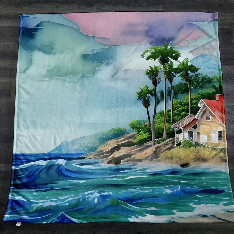 Throw Blanket, 68" W x 80" L, Abstract, Blue/Green/Red/Purple