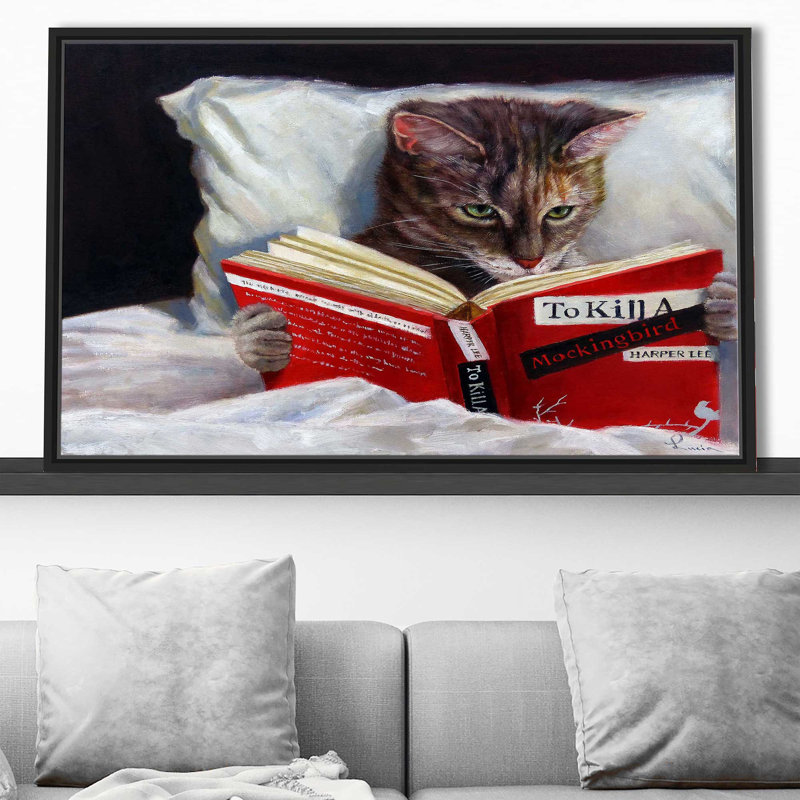 Late Night Thriller par - Peinture, Cadre flottant noir, H 31,5 po x l 51,5 po x P 2 po