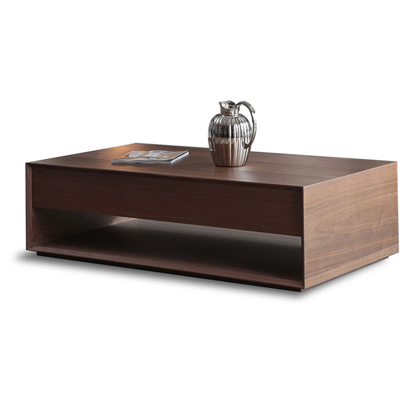Table basse en noyer massif et bois manufacturé, Noyer, 13.78" H x 39.37" L x 23.62" W