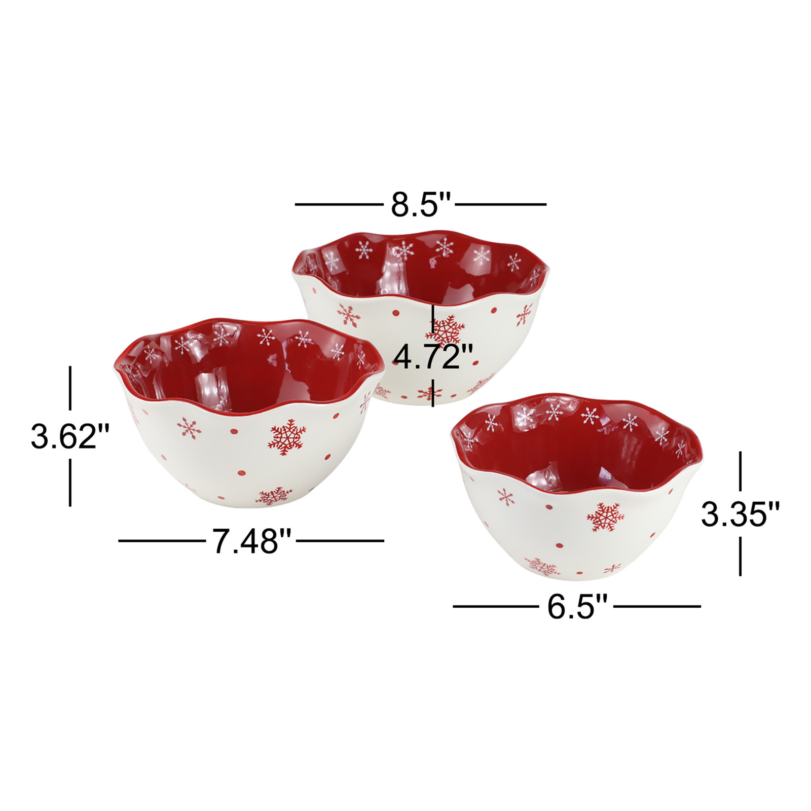 Winterfest 3 Piece Nesting Bowl Set - Snow Flake