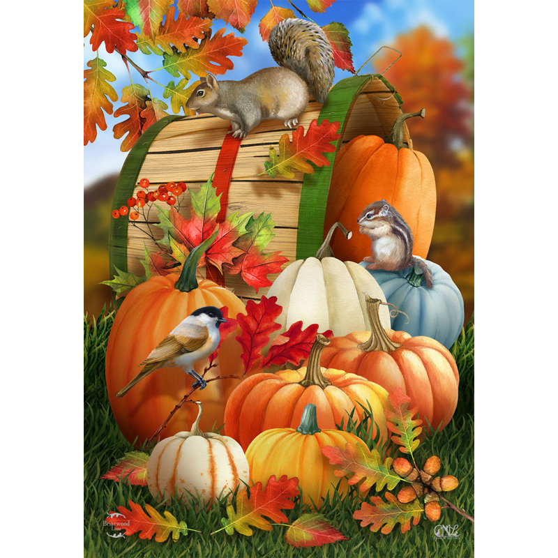 Fall Pumpkin Gathering Garden Flag