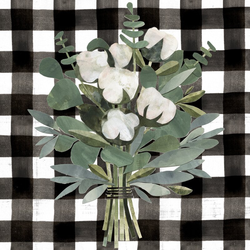 Buffalo Check Cut Paper Bouquet I On Canvas Painting