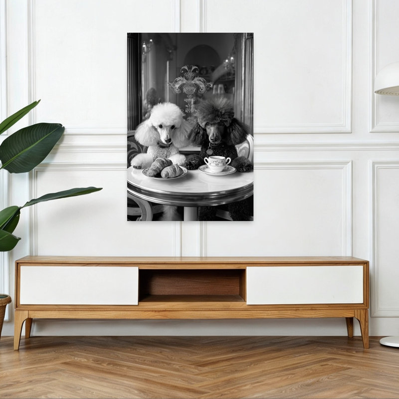 «Chic Poodle Breakfast Classic Vintage Dog», reproduction d'art murale, H 48 po x l 32 po