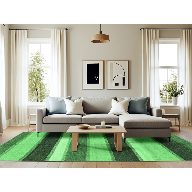 Washable Striped Indoor Rug, Rectangle 6' x 9'