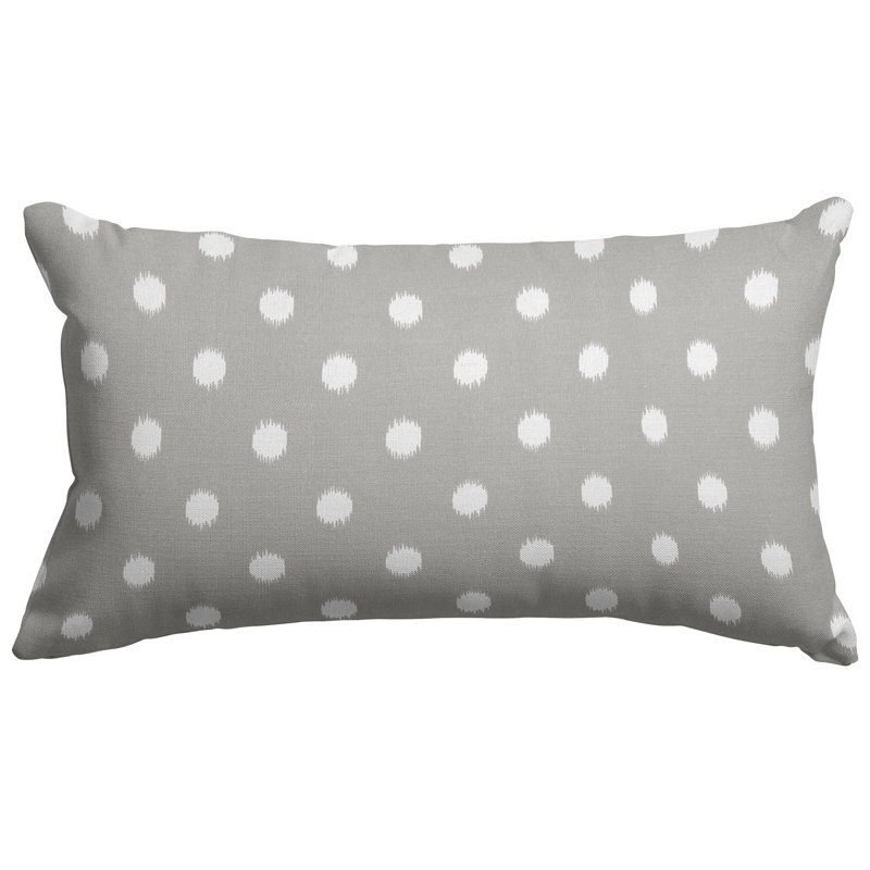Ikat Dot Outdoor Rectangular Throw Pillow, Gray
