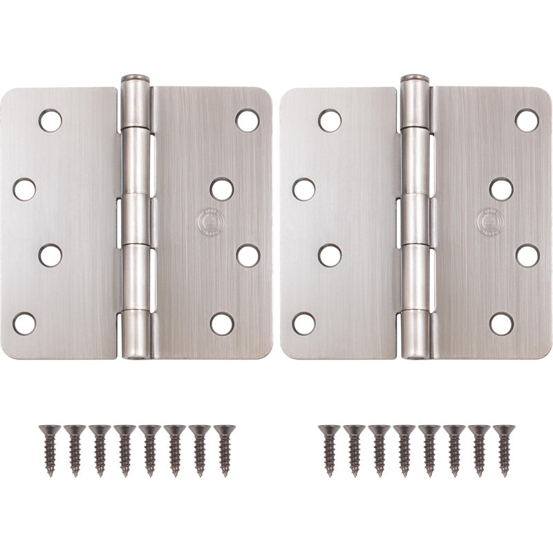 4" Door Hinges, 1/4" Radius Corner, Antique Nickel