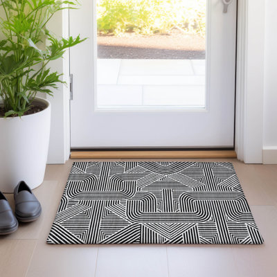 Premium Machine Washable Prisco Black Rug