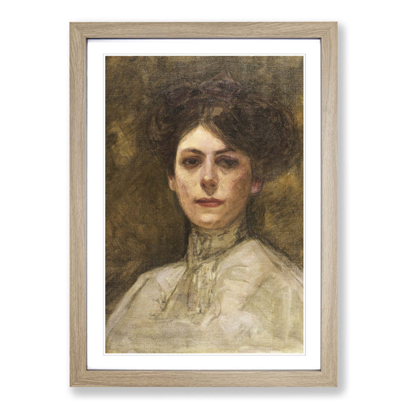Portrait of an Italian Lady by Fujishima Takeji - Picture Frame Painting Print, 36cm H x 27cm W x 2cm D, Oak Framed