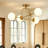 4-Light Iron Flush Mount Ceiling Light with Frosted Glass Globes