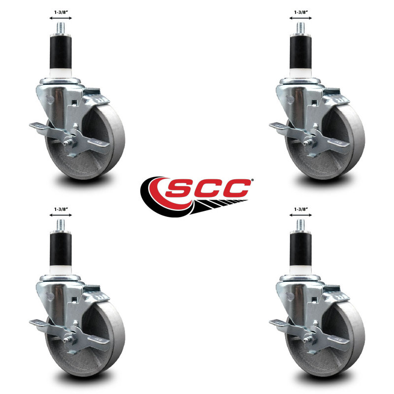 Ensemble de roulettes extensibles semi-pivotantes avec frein SCC TLB 4 po x 1-3 / 8 po
