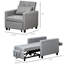 Lounger Sleeper Bed - High-rise Arms, Washable Cover, Grey Multi-functional Chair, 4 For Easy Movement, Adjustable Back