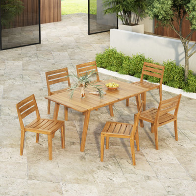 Ilars Outdoor Acacia 7-Piece Dining Set