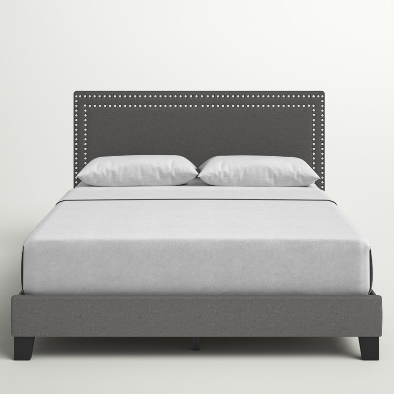 Carlester Upholstered Slat Bed, Twin, Cream, 100% Polyester